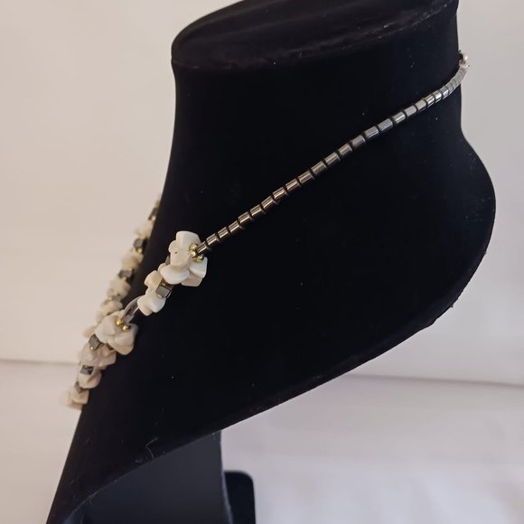 Beaded Necklace and Betsy Johnson Gold Tone Hoop Earrings Set - Picture 4 of 9